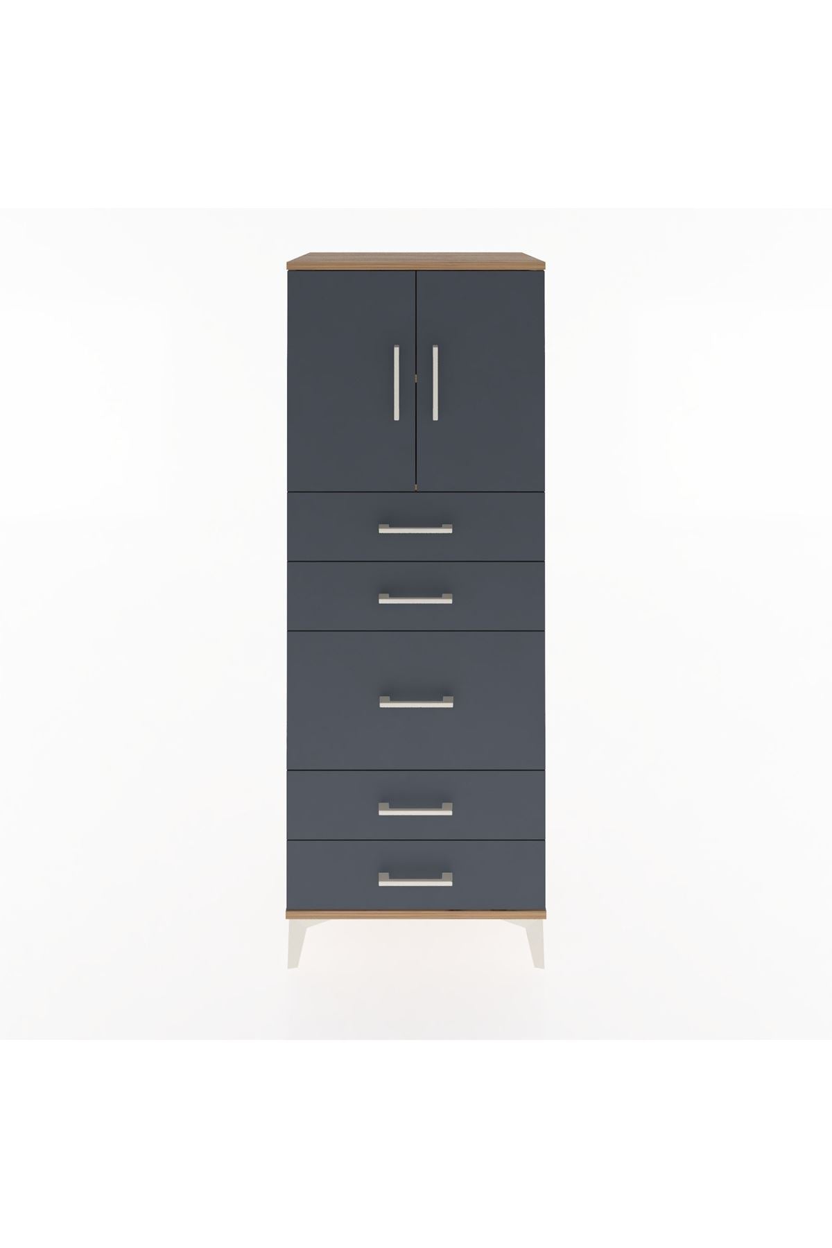 Hyperion Dolap 2 Raflı 5 Çekmeceli 2 Kapaklı 60x44x163 - S53M023V8B