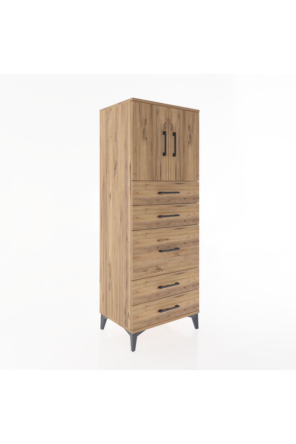 Hyperion Dolap 2 Raflı 5 Çekmeceli 2 Kapaklı 60x44x163 - S53M023V9B