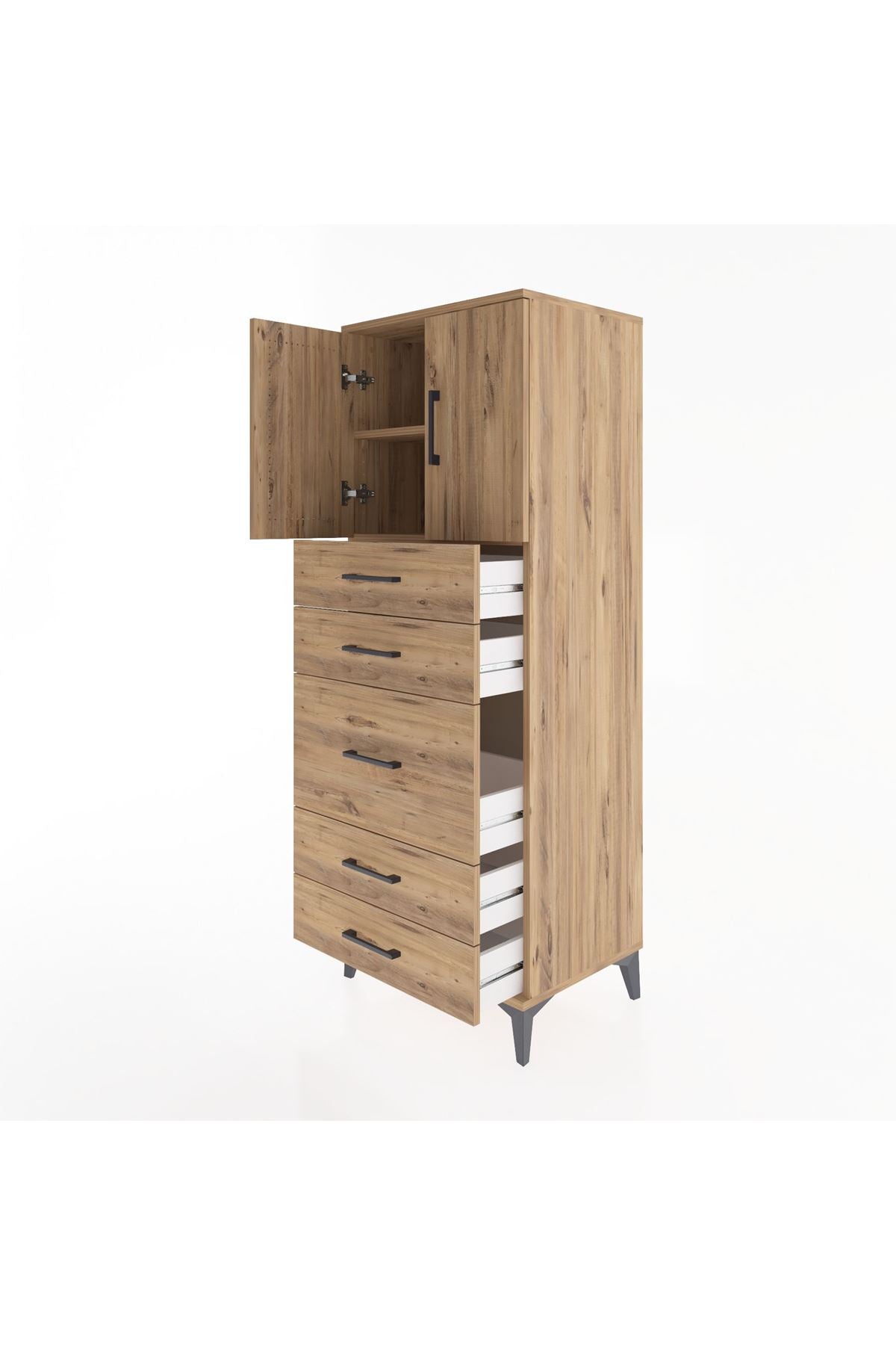 Hyperion Dolap 2 Raflı 5 Çekmeceli 2 Kapaklı 60x44x163 - S53M023V9B