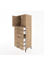 Hyperion Dolap 2 Raflı 5 Çekmeceli 2 Kapaklı 60x44x163 - S53M023V9B