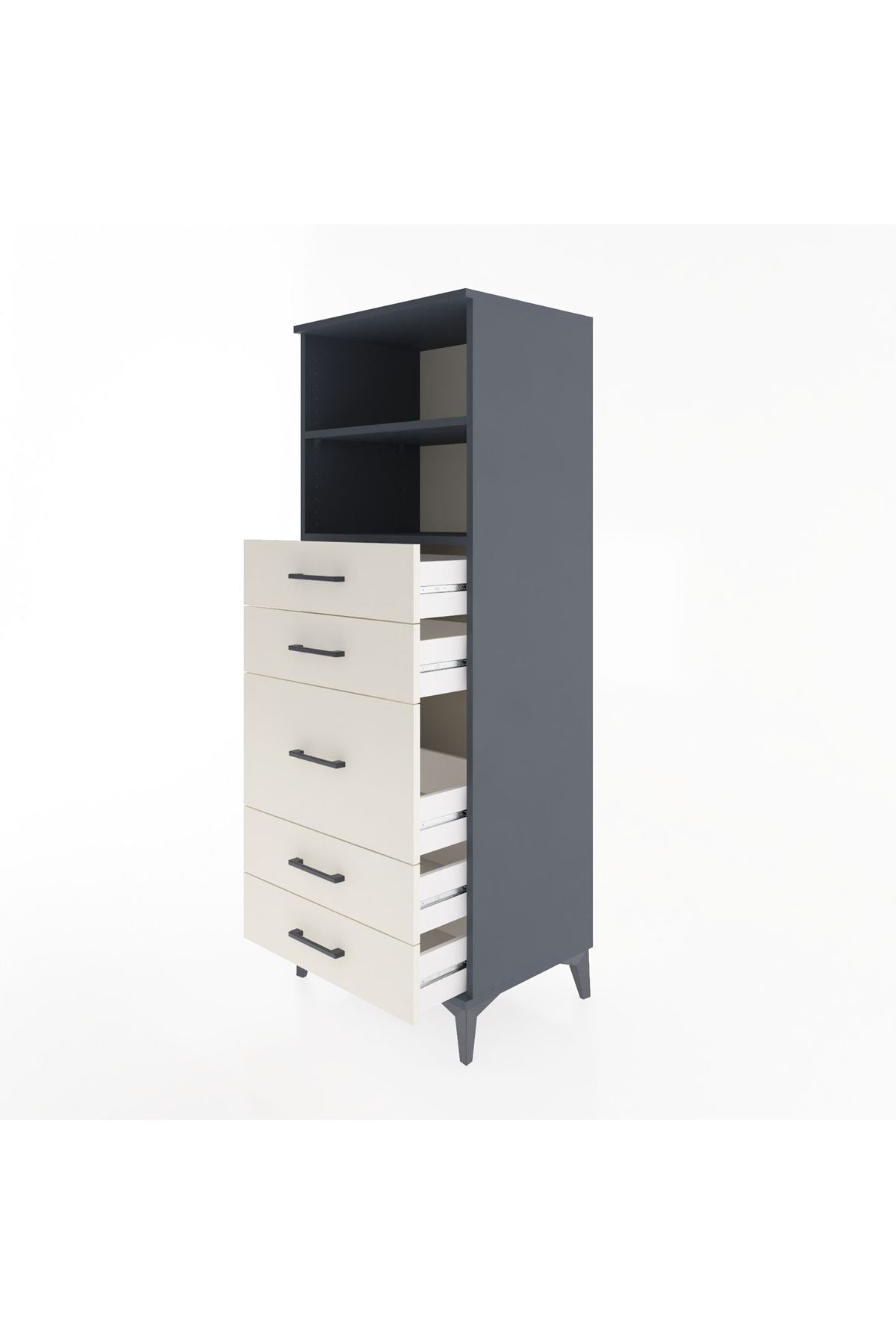 Hyperion Dolap 2 Raflı 5 Çekmeceli 60x44x163 - S53M024V4B