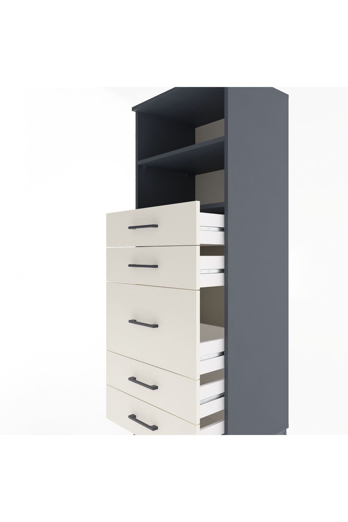 Hyperion Dolap 2 Raflı 5 Çekmeceli 60x44x163 - S53M024V4B