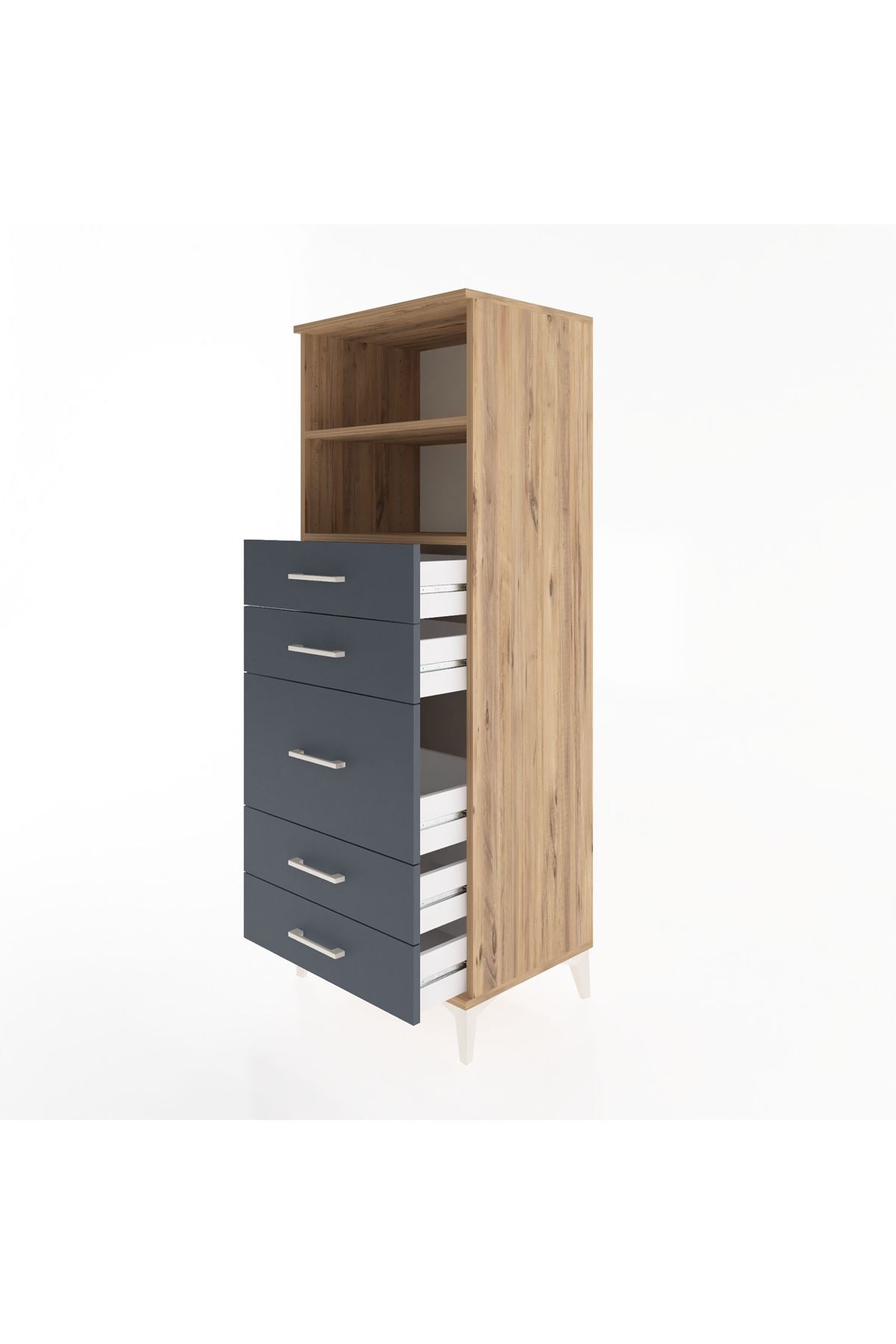 Hyperion Dolap 2 Raflı 5 Çekmeceli 60x44x163 - S53M024V8B