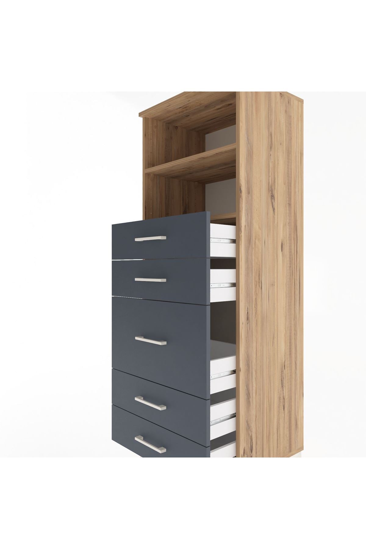 Hyperion Dolap 2 Raflı 5 Çekmeceli 60x44x163 - S53M024V8B
