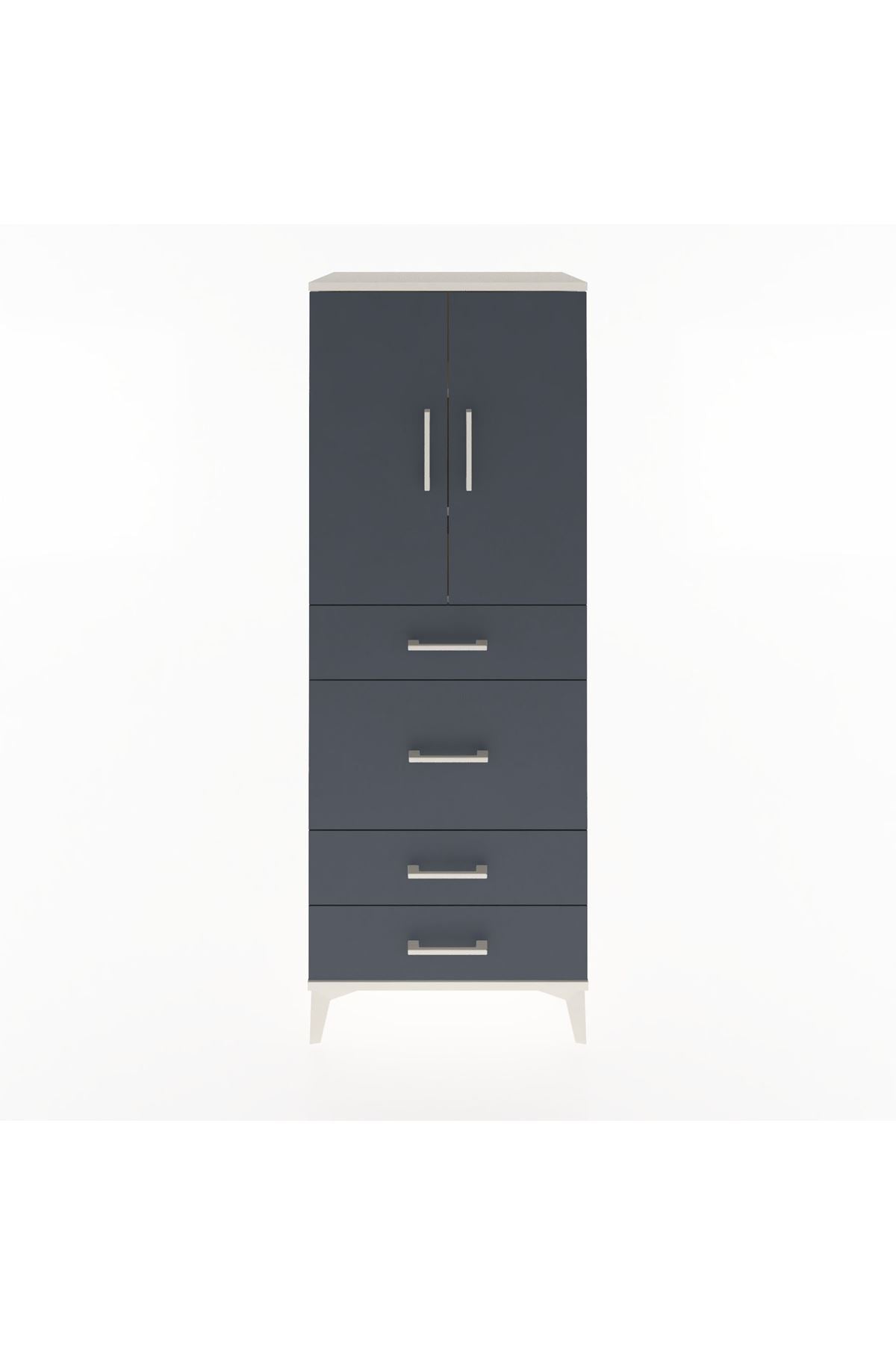Hyperion Dolap 3 Raflı 4 Çekmeceli 2 Kapaklı 60x44x163 - S53M025V2B