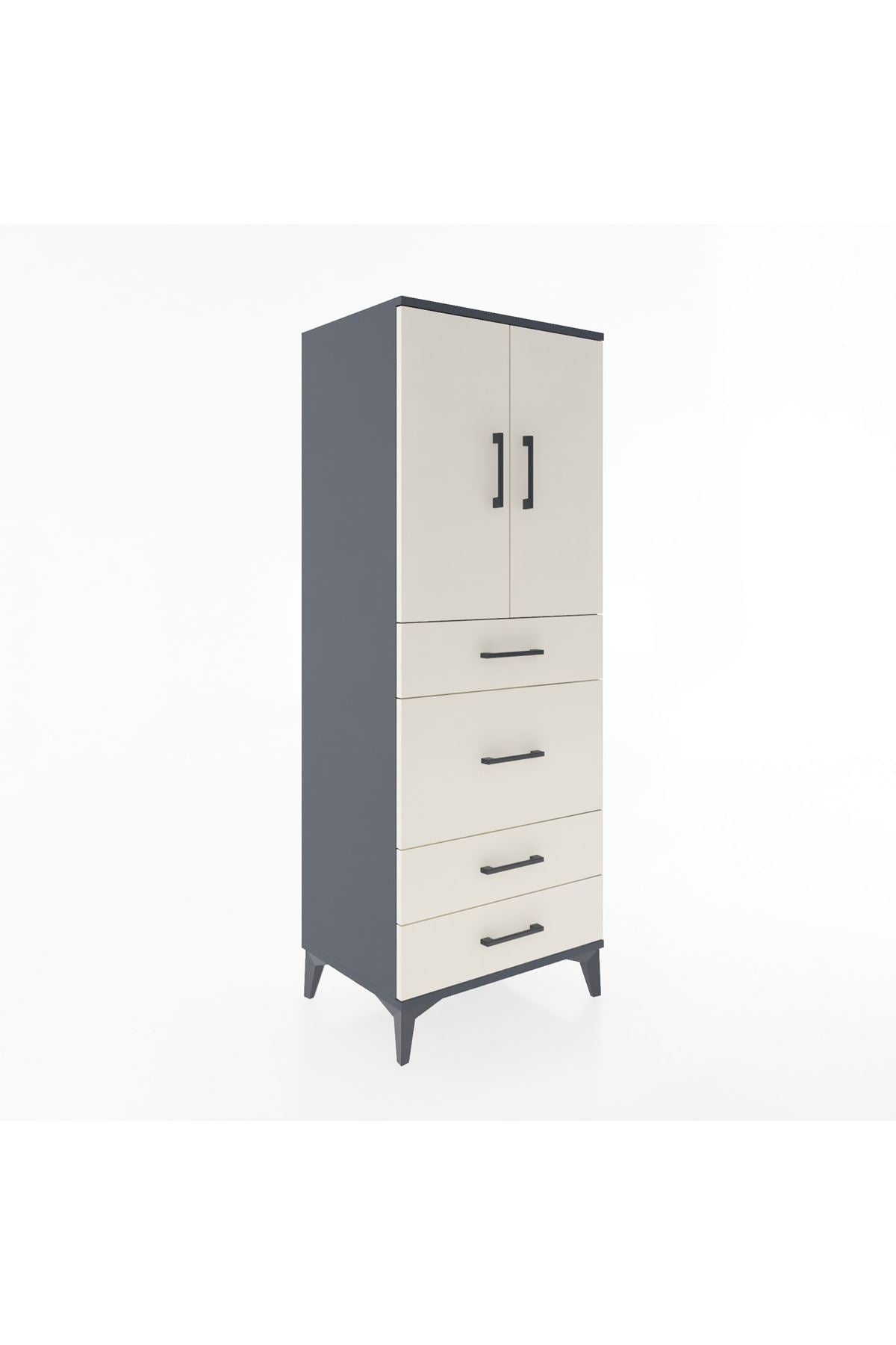 Hyperion Dolap 3 Raflı 4 Çekmeceli 2 Kapaklı 60x44x163 - S53M025V4B