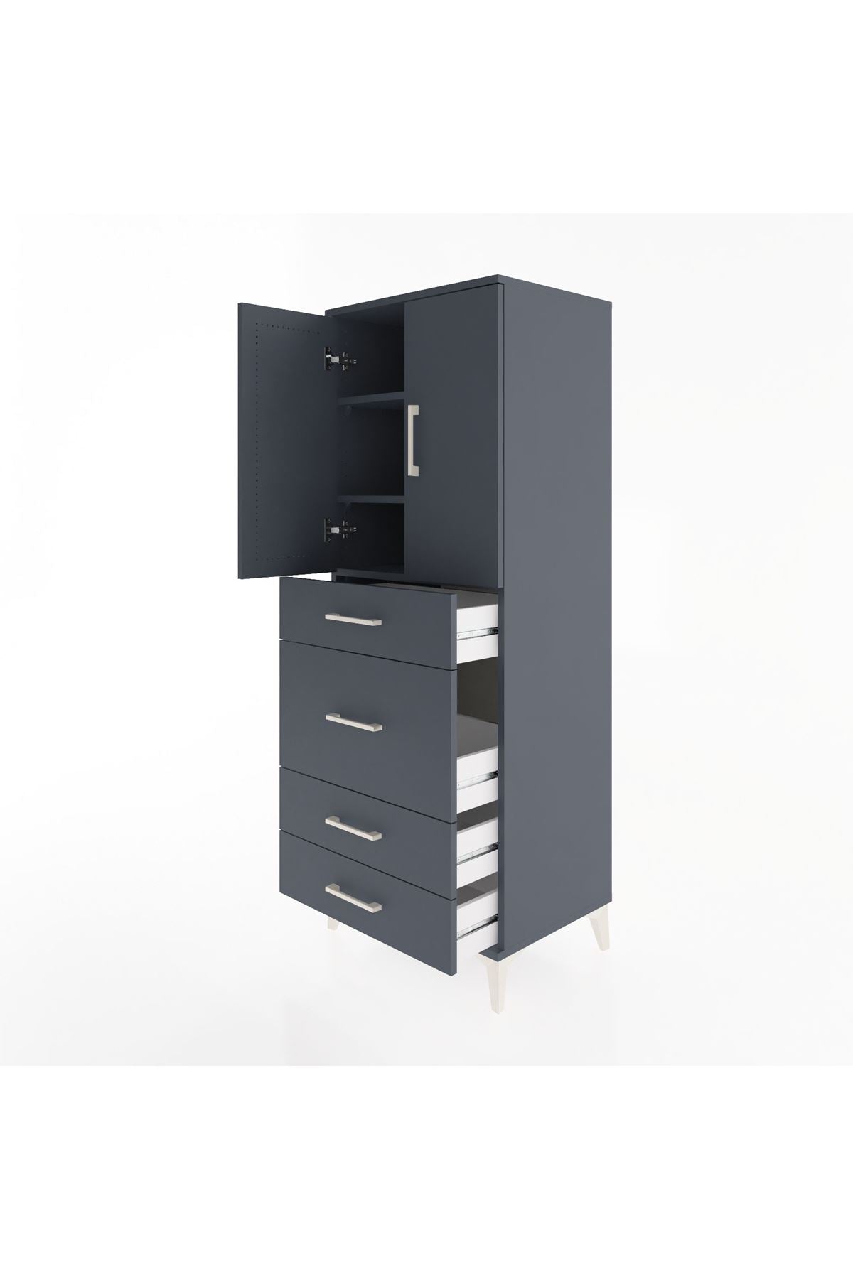 Hyperion Dolap 3 Raflı 4 Çekmeceli 2 Kapaklı 60x44x163 - S53M025V5B