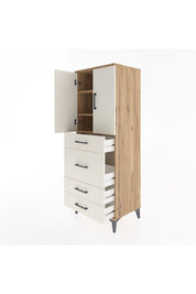Hyperion Dolap 3 Raflı 4 Çekmeceli 2 Kapaklı 60x44x163 - S53M025V7B