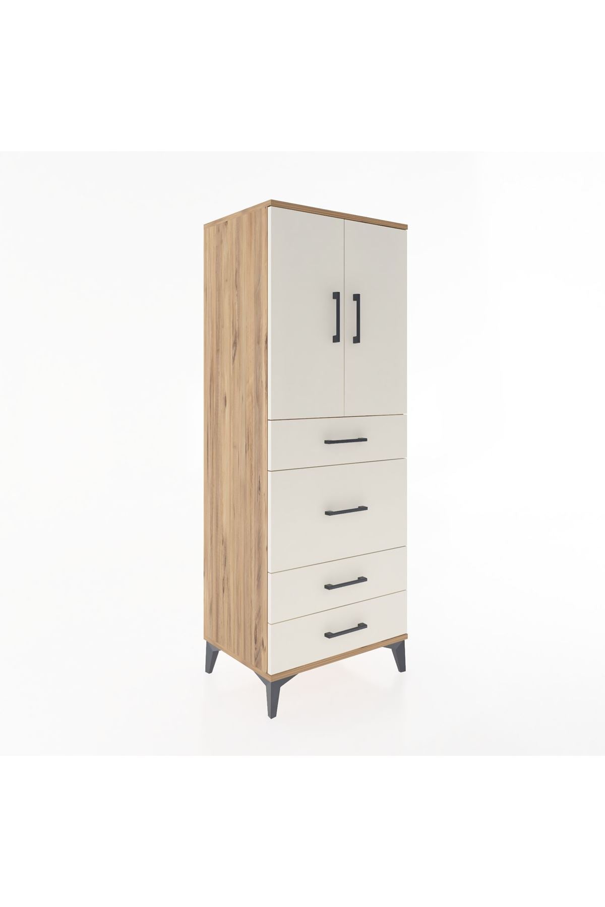 Hyperion Dolap 3 Raflı 4 Çekmeceli 2 Kapaklı 60x44x163 - S53M025V7B