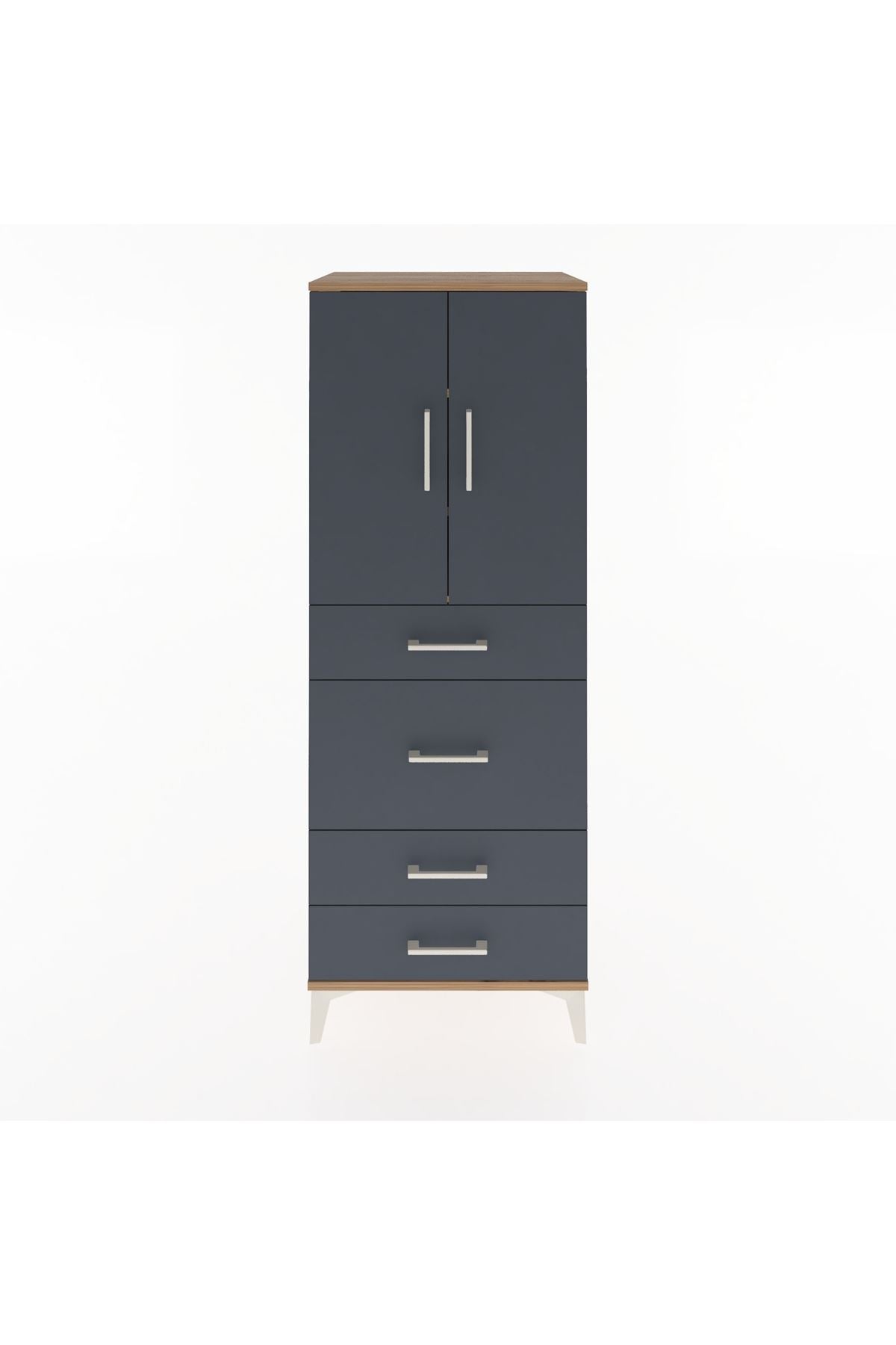 Hyperion Dolap 3 Raflı 4 Çekmeceli 2 Kapaklı 60x44x163 - S53M025V8B