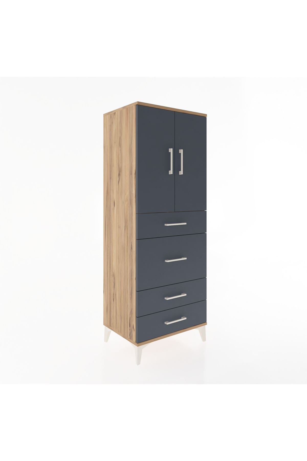 Hyperion Dolap 3 Raflı 4 Çekmeceli 2 Kapaklı 60x44x163 - S53M025V8B