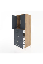 Hyperion Dolap 3 Raflı 4 Çekmeceli 2 Kapaklı 60x44x163 - S53M025V8B