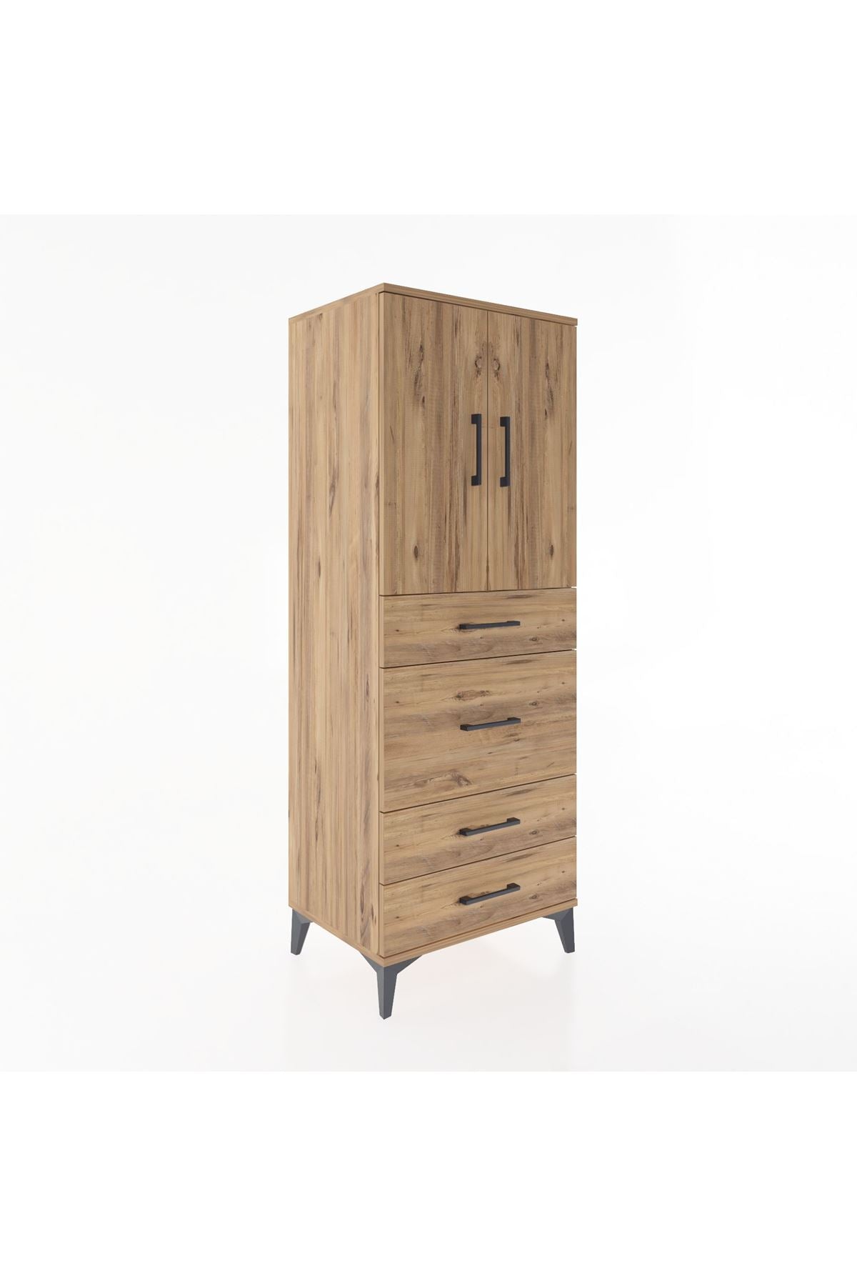 Hyperion Dolap 3 Raflı 4 Çekmeceli 2 Kapaklı 60x44x163 - S53M025V9B
