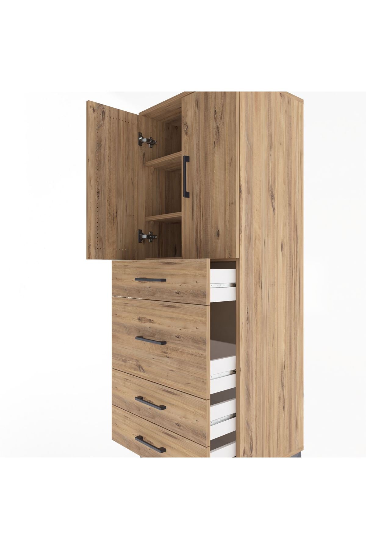 Hyperion Dolap 3 Raflı 4 Çekmeceli 2 Kapaklı 60x44x163 - S53M025V9B