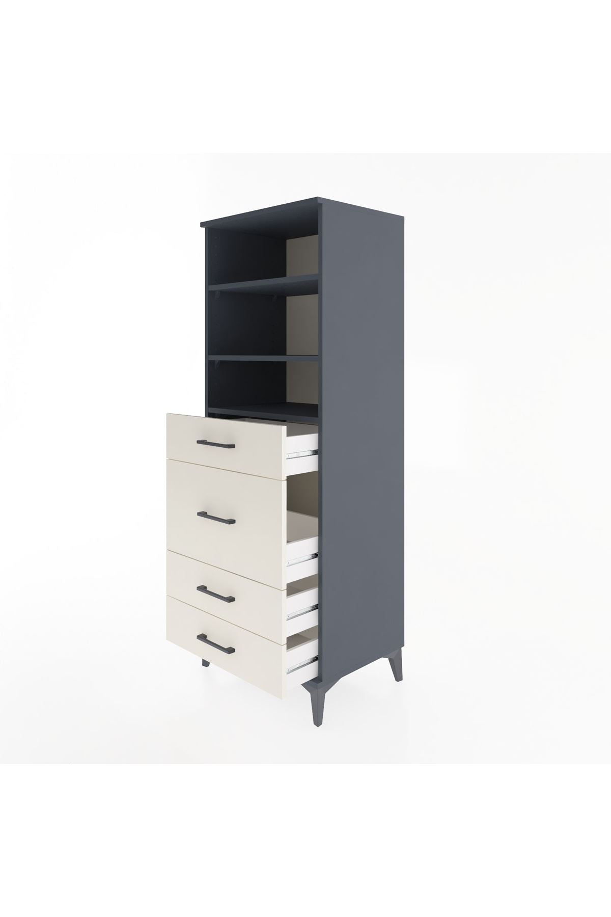 Hyperion Dolap 3 Raflı 4 Çekmeceli 60x44x163 - S53M026V4B