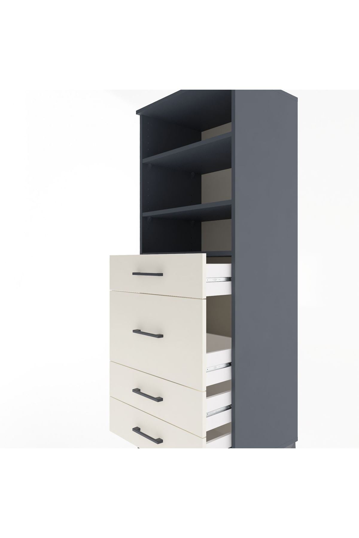 Hyperion Dolap 3 Raflı 4 Çekmeceli 60x44x163 - S53M026V4B