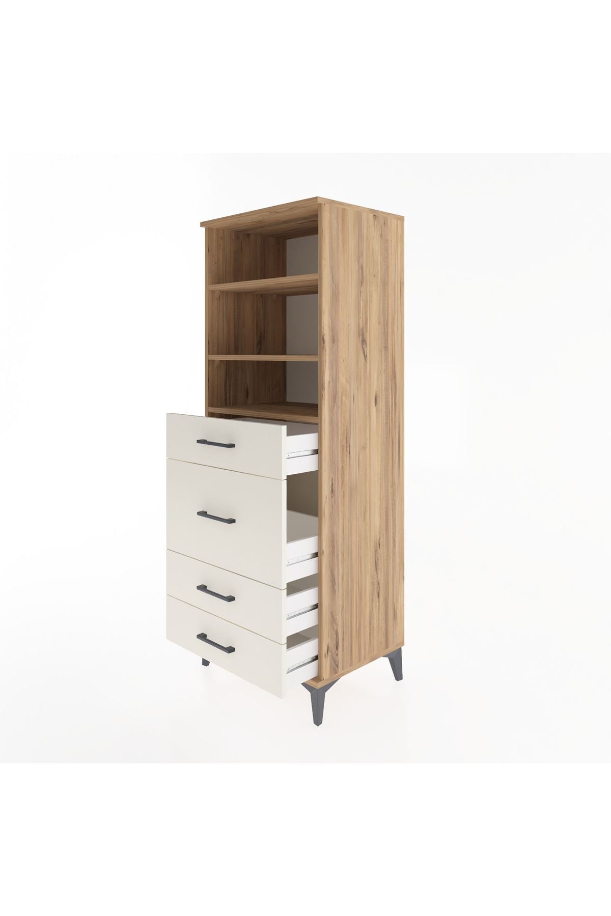 Hyperion Dolap 3 Raflı 4 Çekmeceli 60x44x163 - S53M026V7B