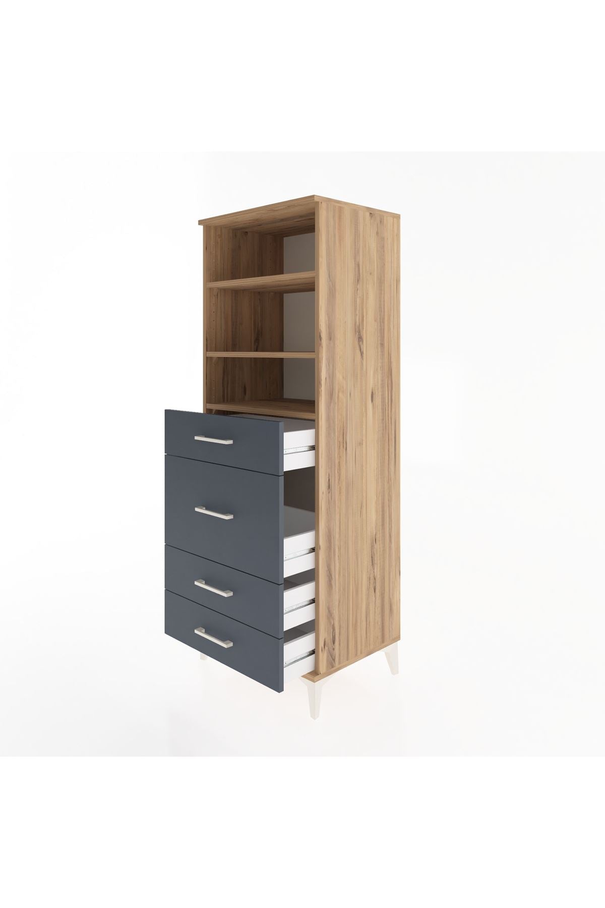 Hyperion Dolap 3 Raflı 4 Çekmeceli 60x44x163 - S53M026V8B