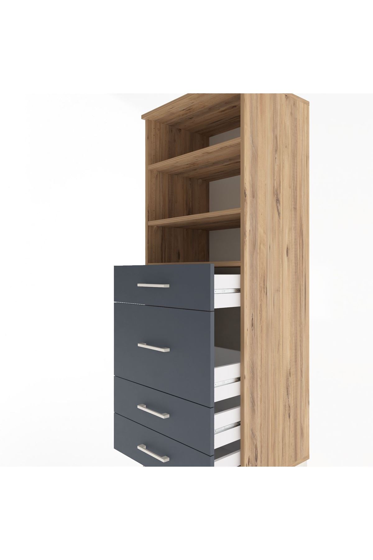Hyperion Dolap 3 Raflı 4 Çekmeceli 60x44x163 - S53M026V8B