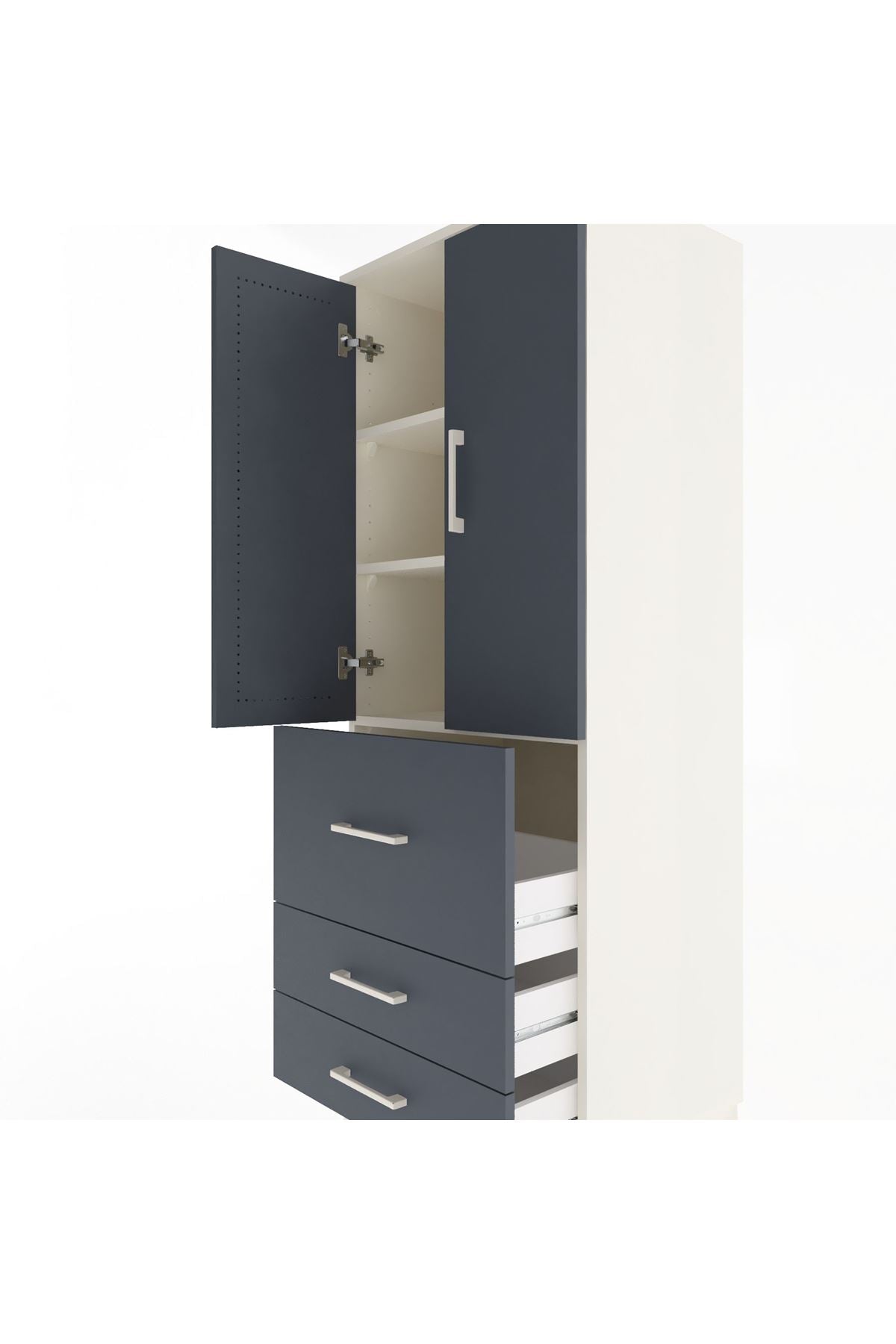 Hyperion Dolap 3 Raflı 3 Çekmeceli 2 Kapaklı 60x44x163 - S53M027V2B