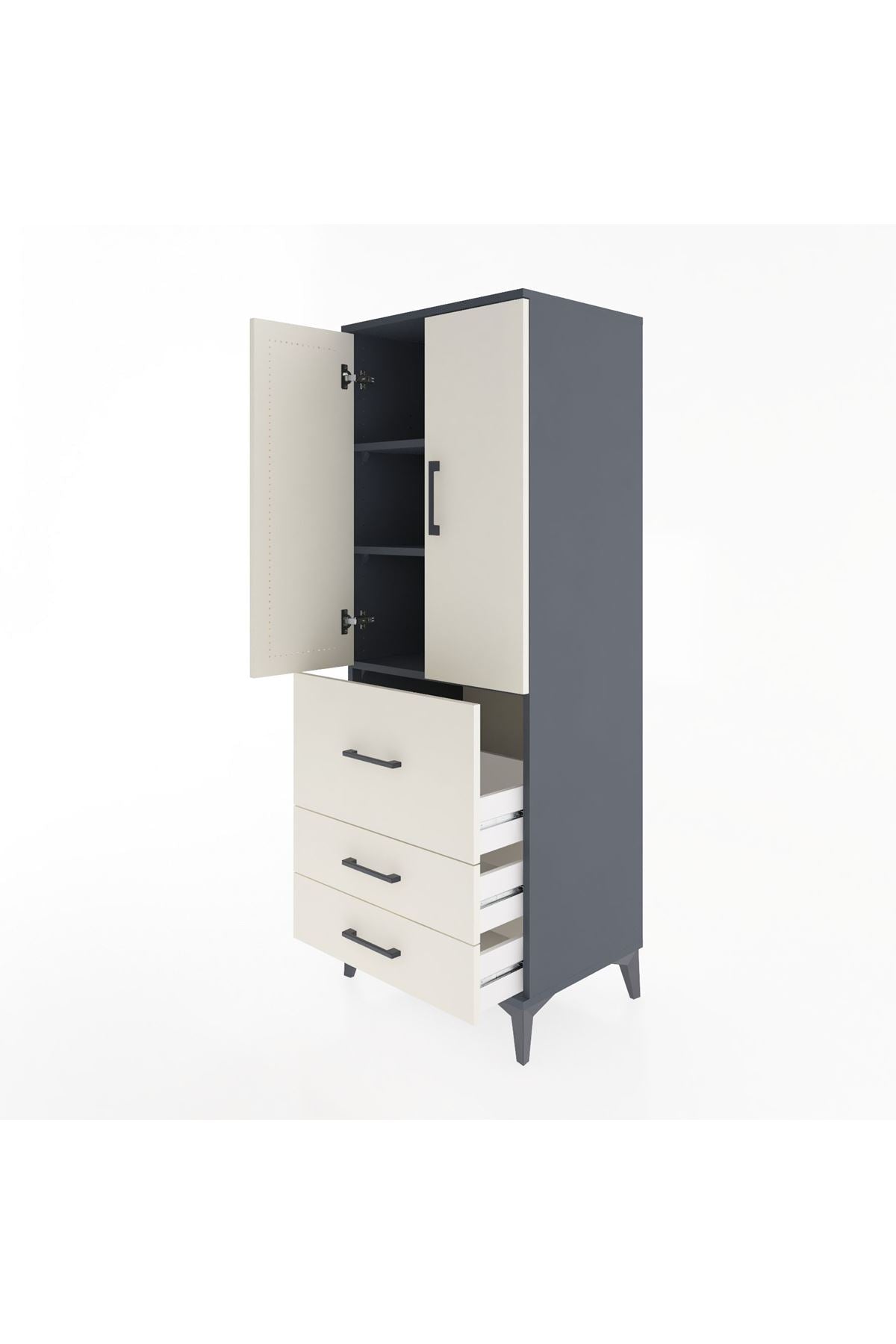 Hyperion Dolap 3 Raflı 3 Çekmeceli 2 Kapaklı 60x44x163 - S53M027V4B
