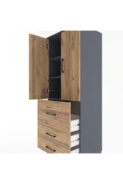 Hyperion Dolap 3 Raflı 3 Çekmeceli 2 Kapaklı 60x44x163 - S53M027V6B