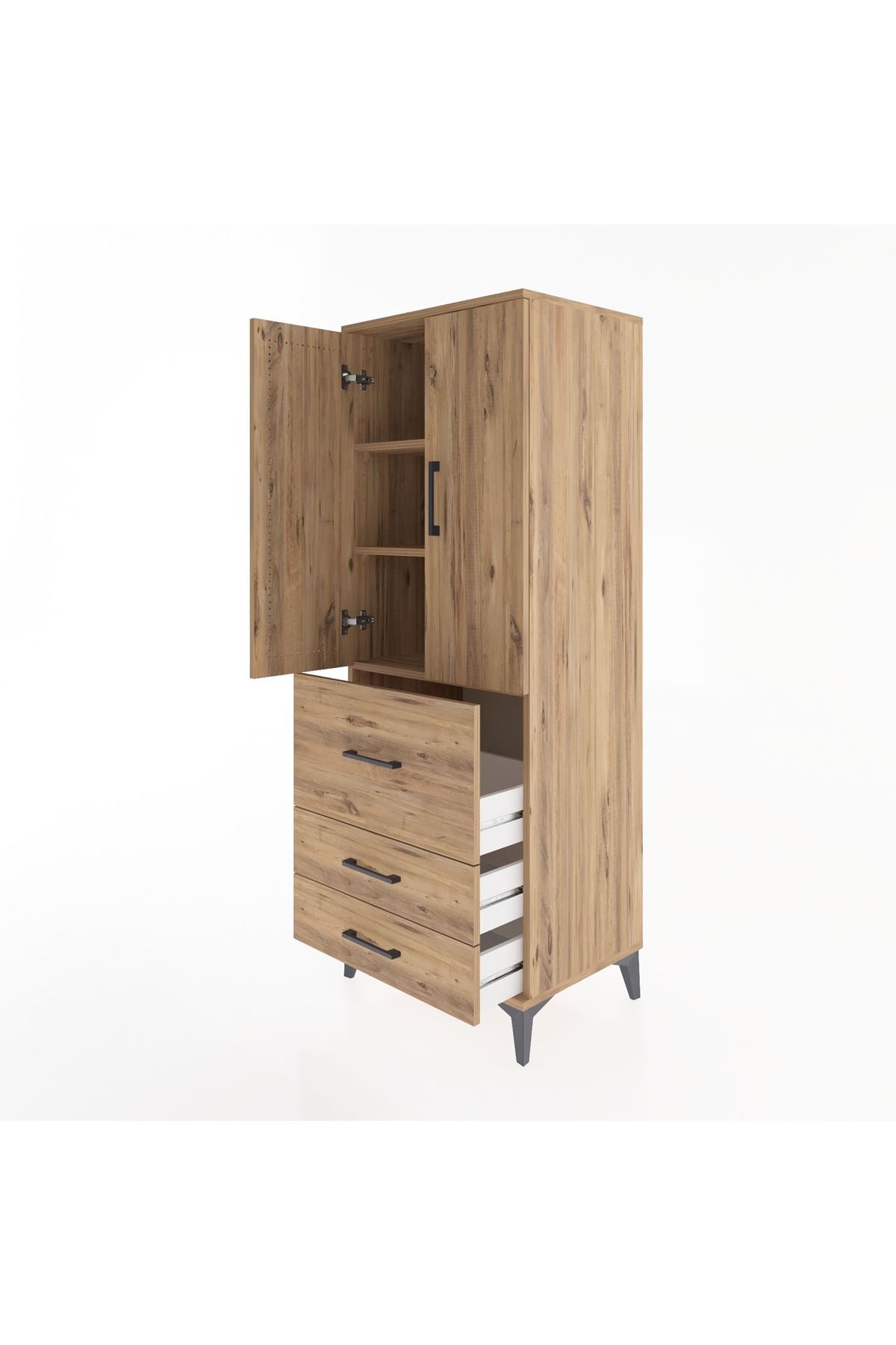 Hyperion Dolap 3 Raflı 3 Çekmeceli 2 Kapaklı 60x44x163 - S53M027V9B