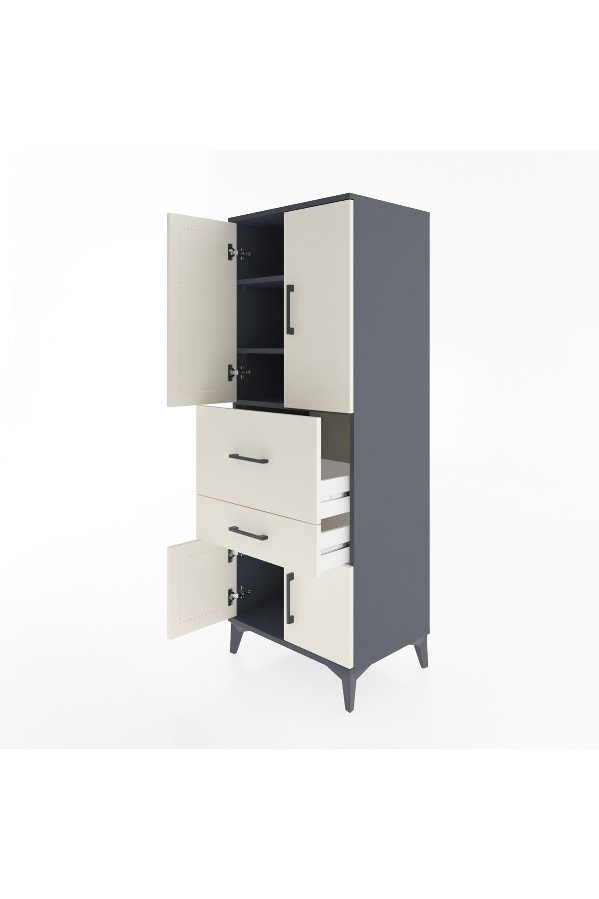 Hyperion Dolap 3 Raflı 2 Çekmeceli 4 Kapaklı 60x44x163 - S53M029V4B