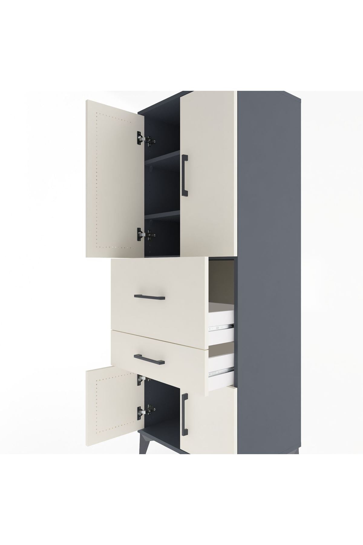 Hyperion Dolap 3 Raflı 2 Çekmeceli 4 Kapaklı 60x44x163 - S53M029V4B