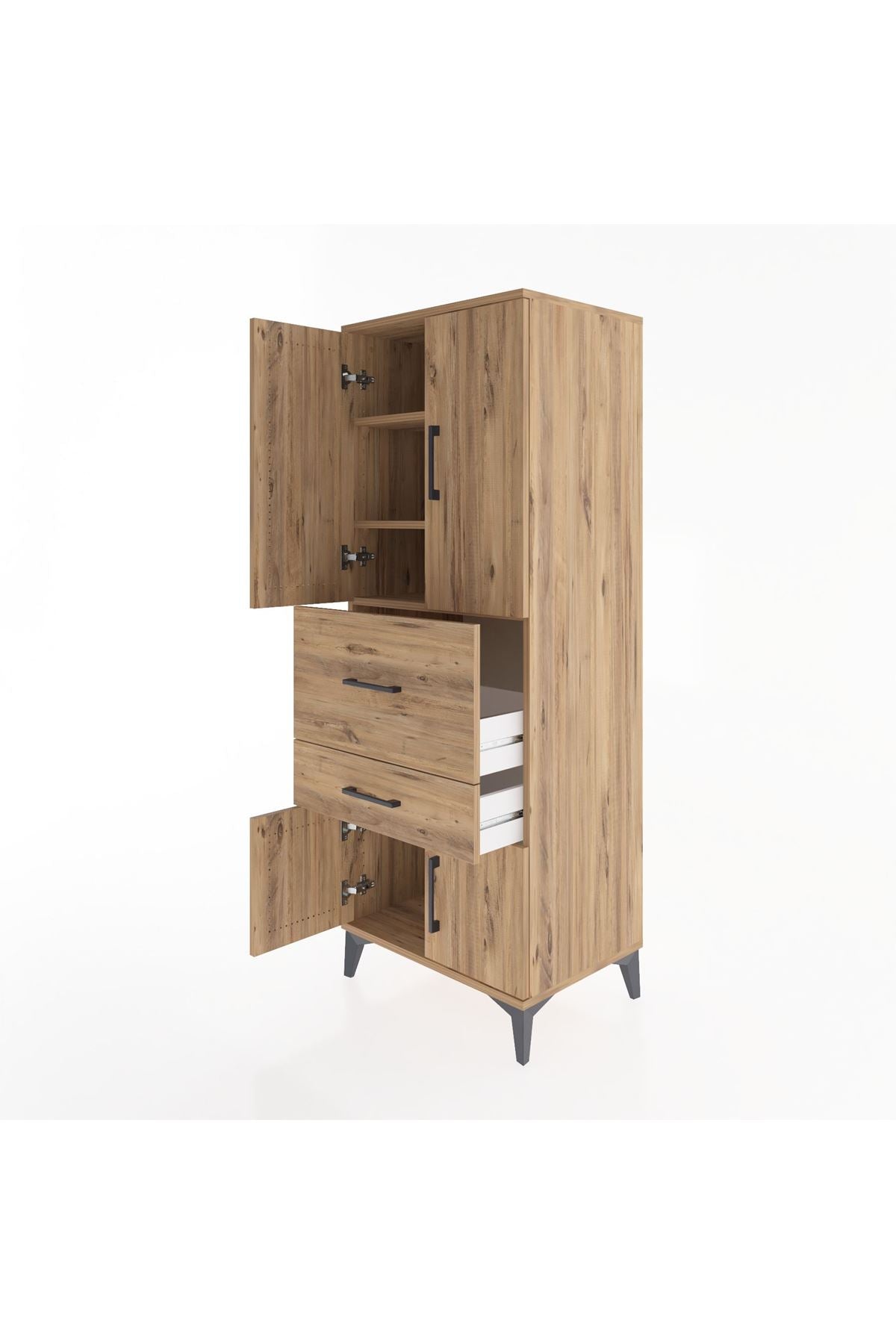 Hyperion Dolap 3 Raflı 2 Çekmeceli 4 Kapaklı 60x44x163 - S53M029V9B