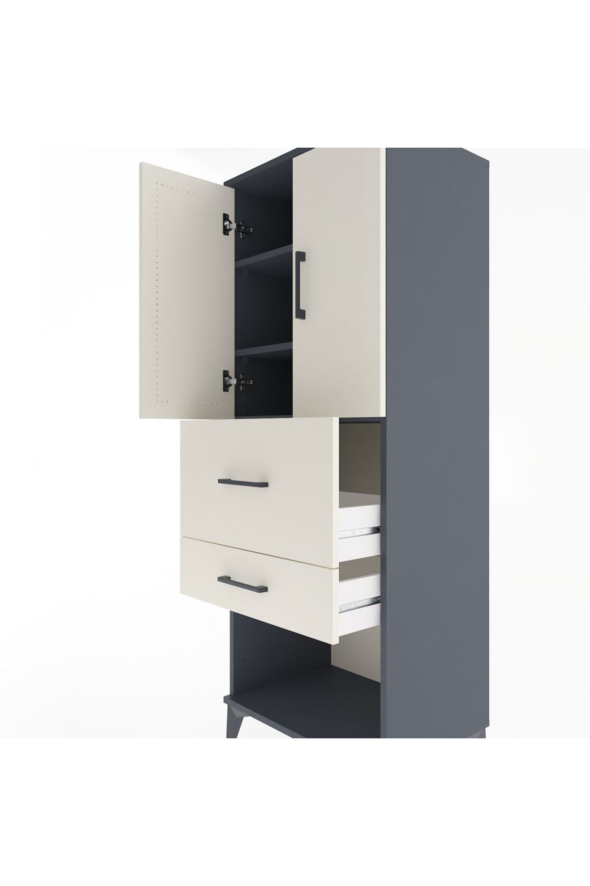 Hyperion Dolap 3 Raflı 2 Çekmeceli 2 Kapaklı 60x44x163 - S53M031V4B