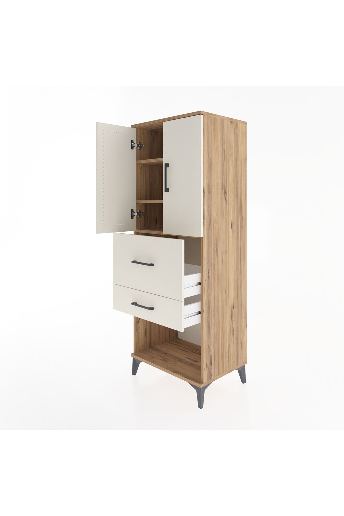 Hyperion Dolap 3 Raflı 2 Çekmeceli 2 Kapaklı 60x44x163 - S53M031V7B