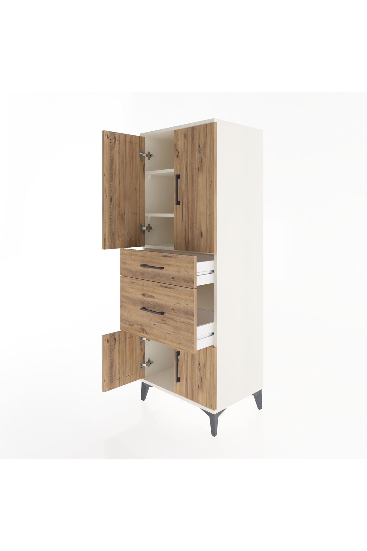 Hyperion Dolap 3 Raflı 2 Çekmeceli 4 Kapaklı 60x44x163 - S53M033V3B