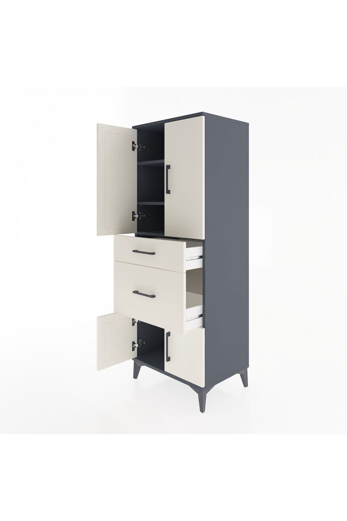 Hyperion Dolap 3 Raflı 2 Çekmeceli 4 Kapaklı 60x44x163 - S53M033V4B