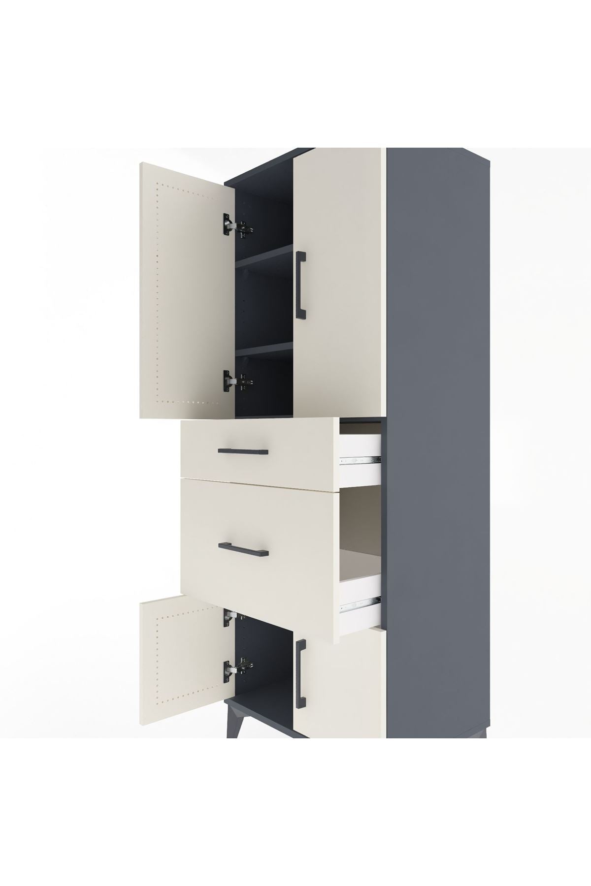 Hyperion Dolap 3 Raflı 2 Çekmeceli 4 Kapaklı 60x44x163 - S53M033V4B
