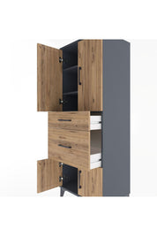 Hyperion Dolap 3 Raflı 2 Çekmeceli 4 Kapaklı 60x44x163 - S53M033V6B