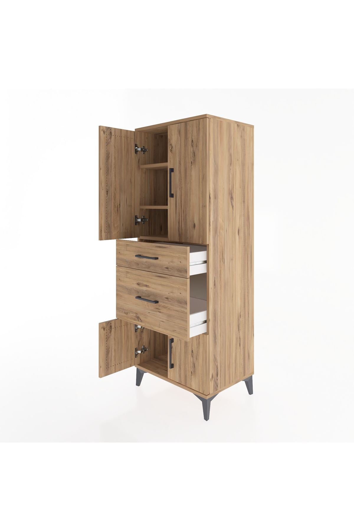 Hyperion Dolap 3 Raflı 2 Çekmeceli 4 Kapaklı 60x44x163 - S53M033V9B
