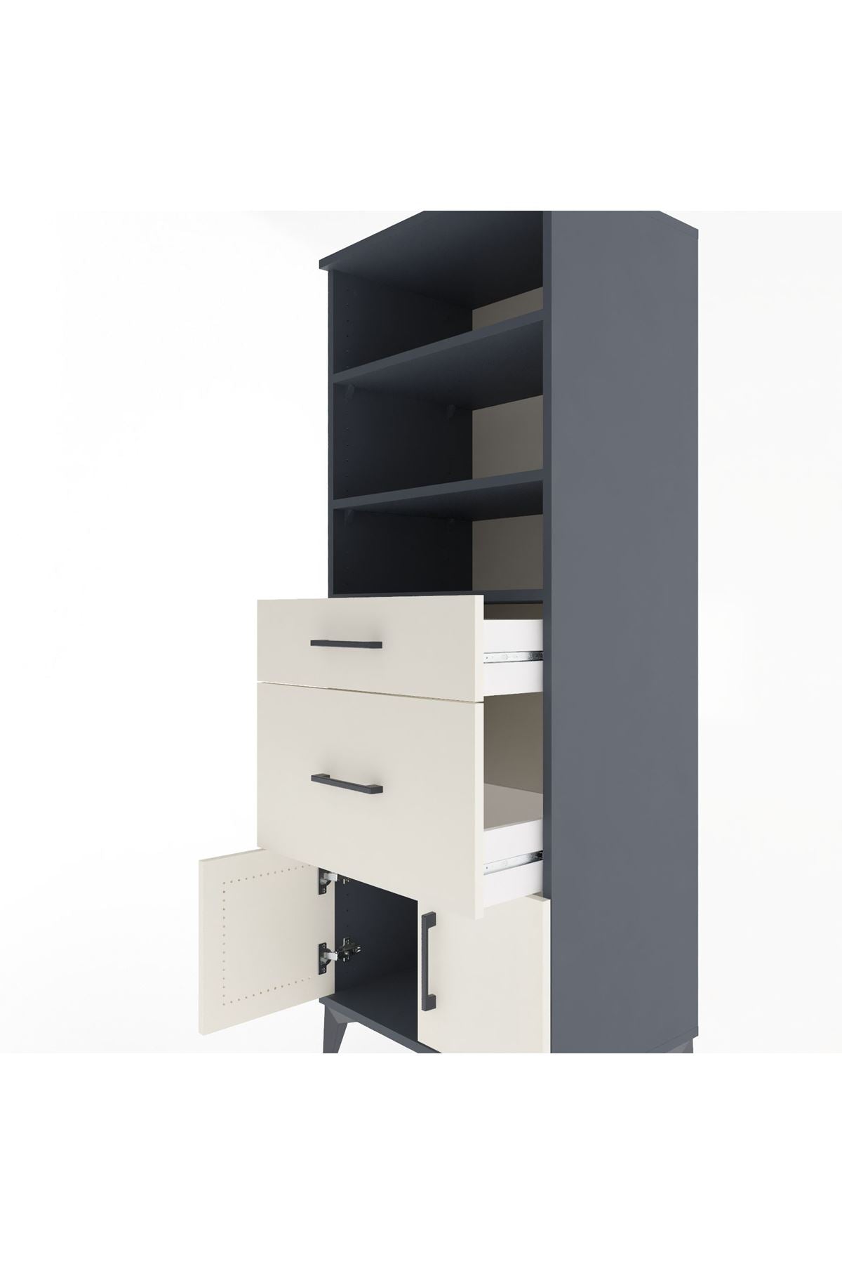 Hyperion Dolap 3 Raflı 2 Çekmeceli 2 Kapaklı 60x44x163 - S53M034V4B