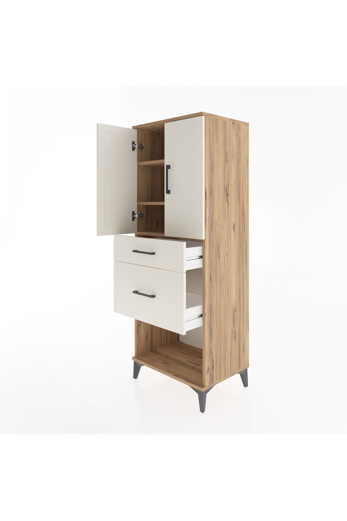 Hyperion Dolap 3 Raflı 2 Çekmeceli 2 Kapaklı 60x44x163 - S53M035V7B