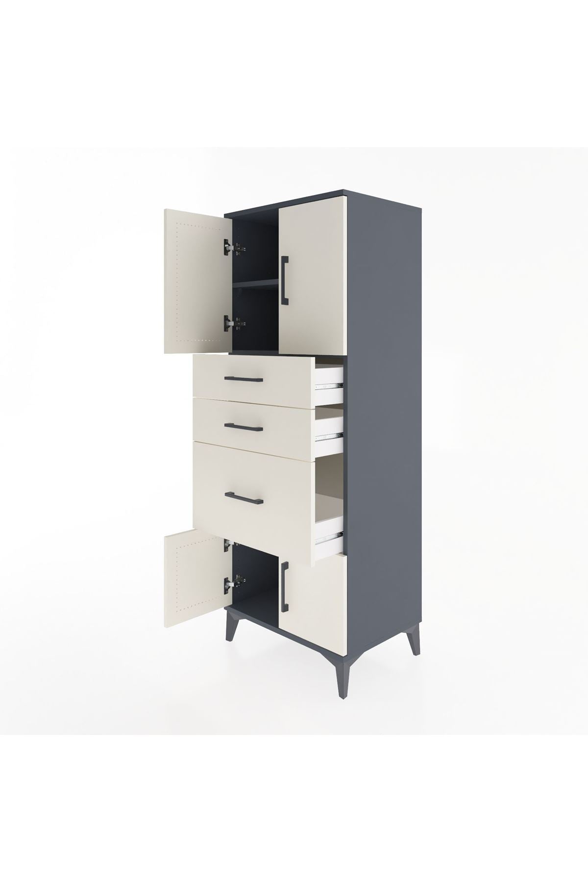 Hyperion Dolap 2 Raflı 3 Çekmeceli 4 Kapaklı 60x44x163 - S53M037V4B