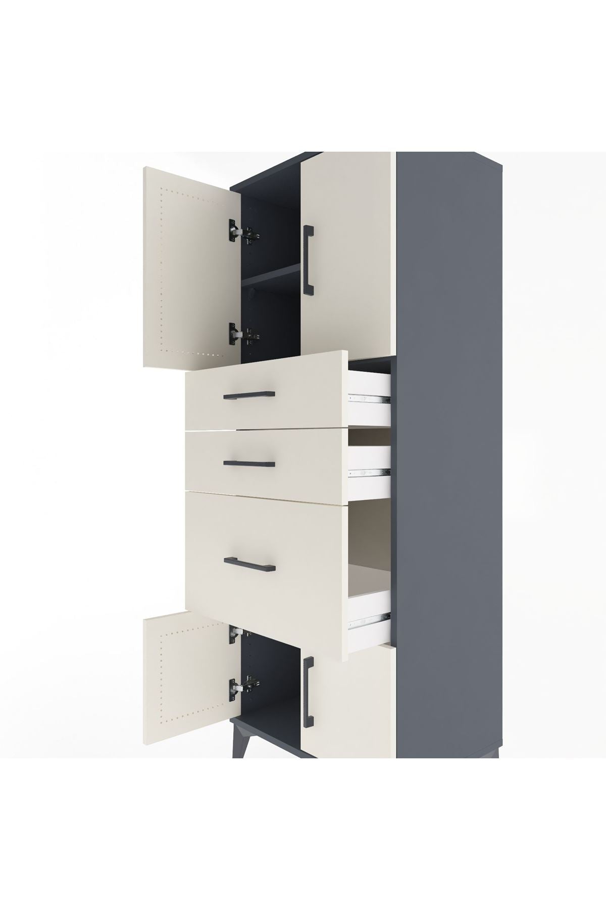 Hyperion Dolap 2 Raflı 3 Çekmeceli 4 Kapaklı 60x44x163 - S53M037V4B