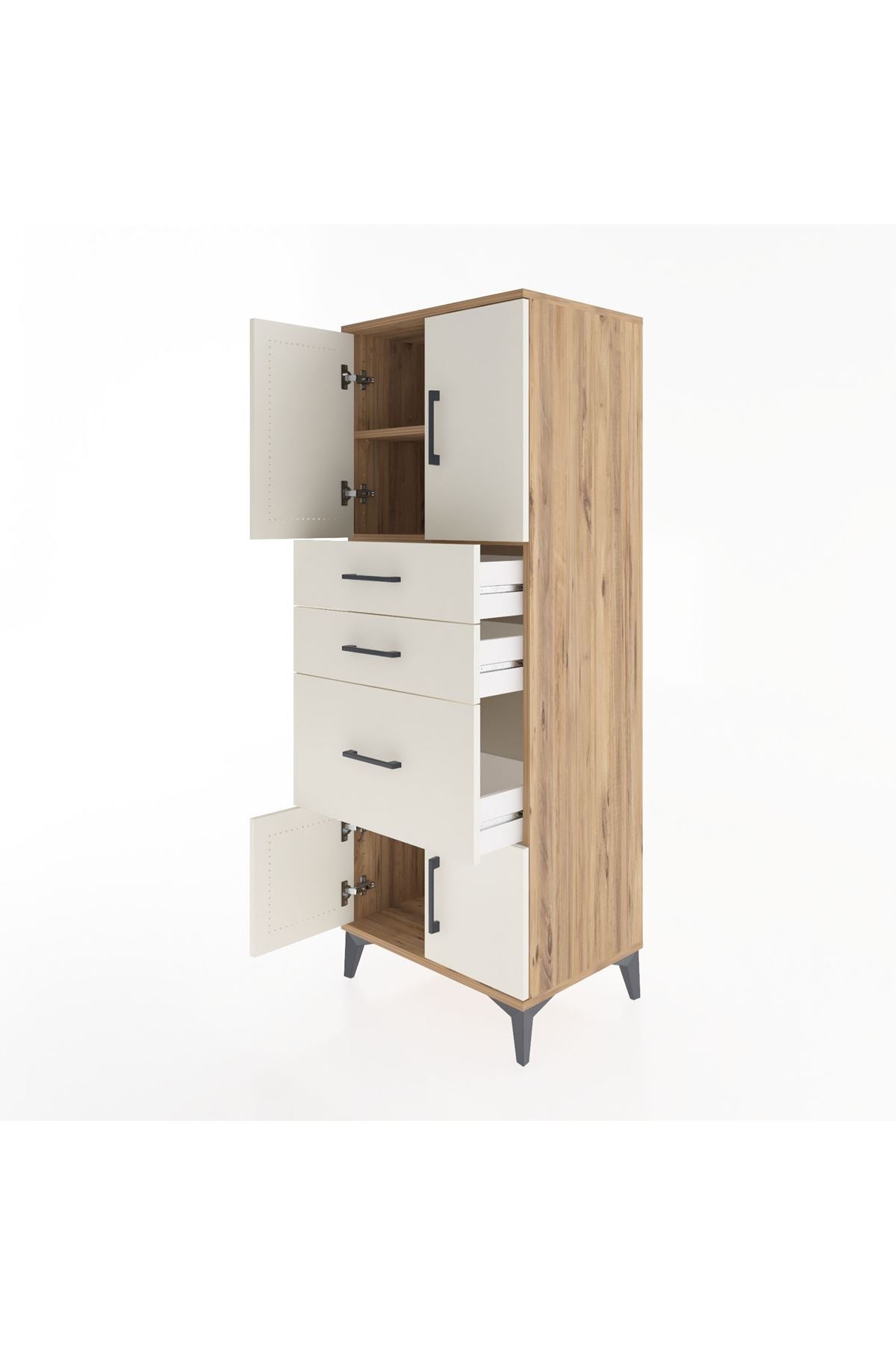 Hyperion Dolap 2 Raflı 3 Çekmeceli 4 Kapaklı 60x44x163 - S53M037V7B
