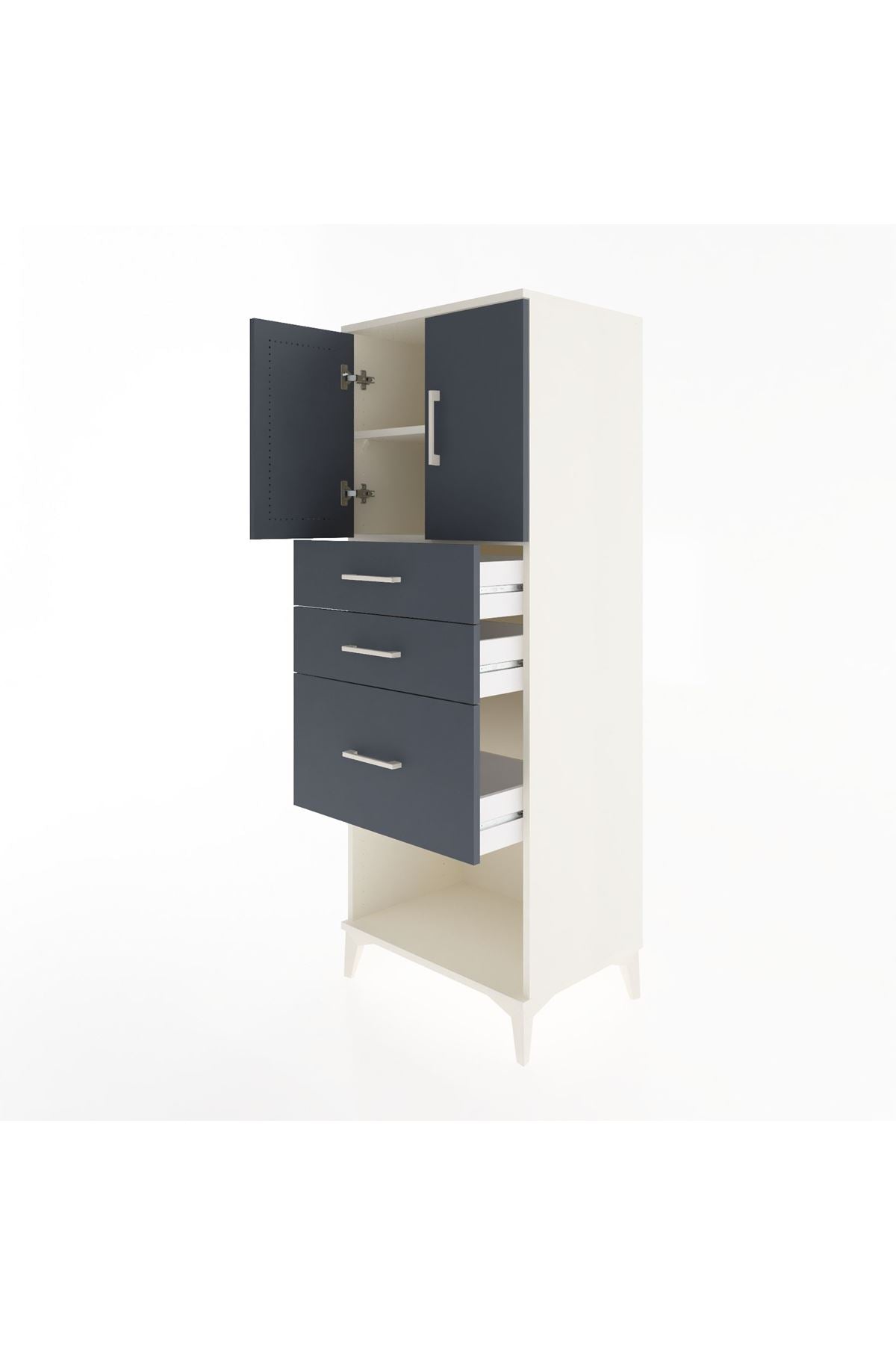 Hyperion Dolap 2 Raflı 3 Çekmeceli 2 Kapaklı 60x44x163 - S53M039V2B