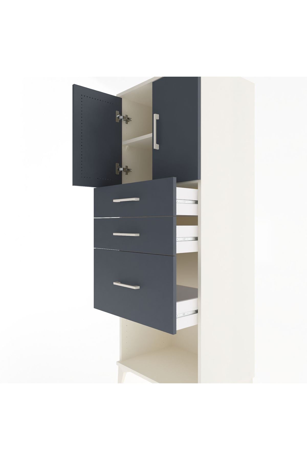 Hyperion Dolap 2 Raflı 3 Çekmeceli 2 Kapaklı 60x44x163 - S53M039V2B