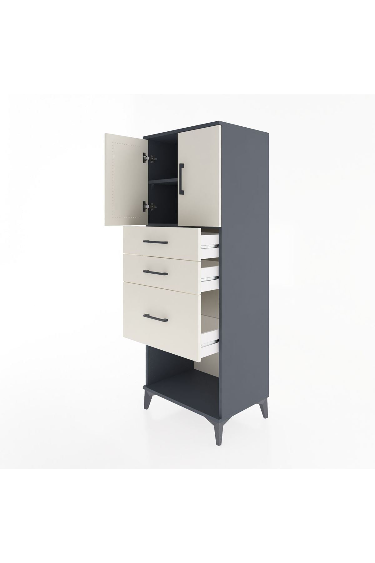 Hyperion Dolap 2 Raflı 3 Çekmeceli 2 Kapaklı 60x44x163 - S53M039V4B