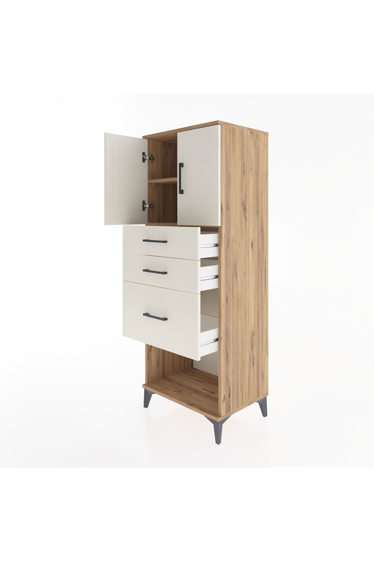 Hyperion Dolap 2 Raflı 3 Çekmeceli 2 Kapaklı 60x44x163 - S53M039V7B