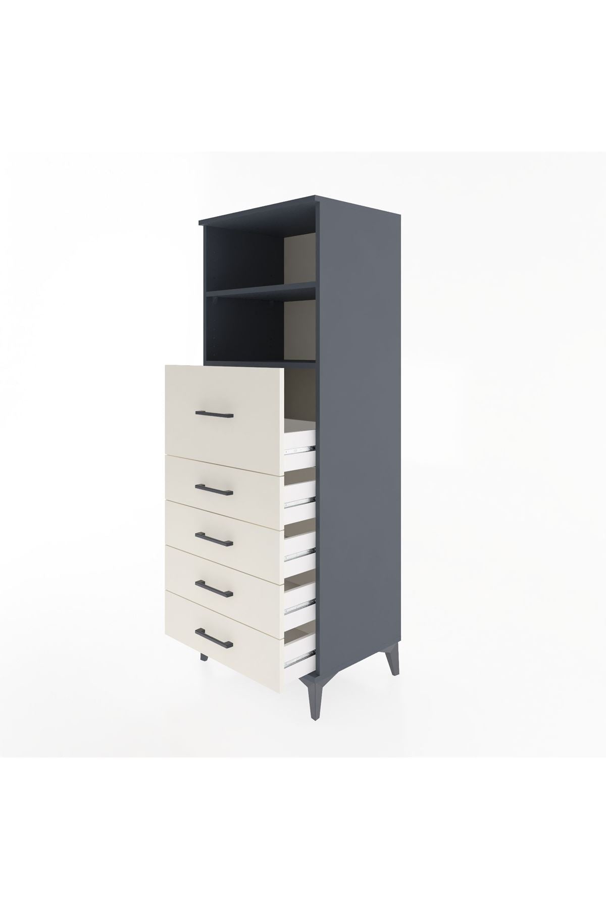 Hyperion Dolap 2 Raflı 5 Çekmeceli 60x44x163 - S53M045V4B