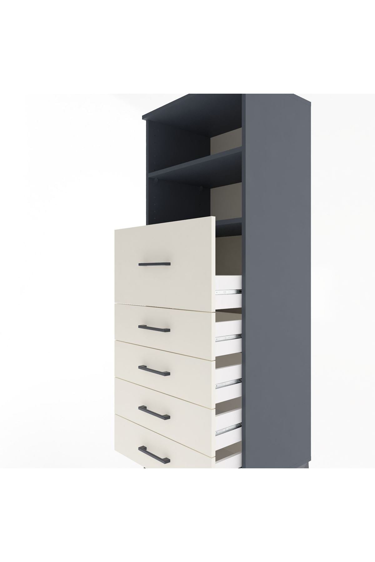 Hyperion Dolap 2 Raflı 5 Çekmeceli 60x44x163 - S53M045V4B