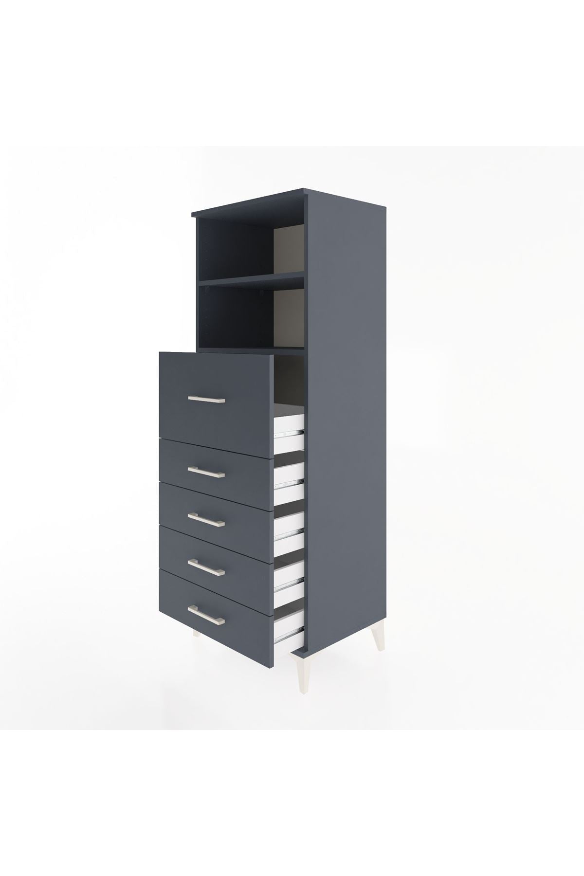 Hyperion Dolap 2 Raflı 5 Çekmeceli 60x44x163 - S53M045V5B