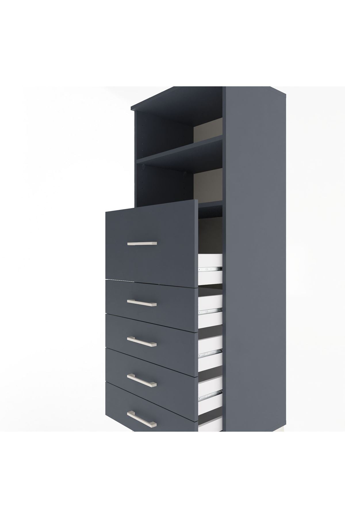 Hyperion Dolap 2 Raflı 5 Çekmeceli 60x44x163 - S53M045V5B